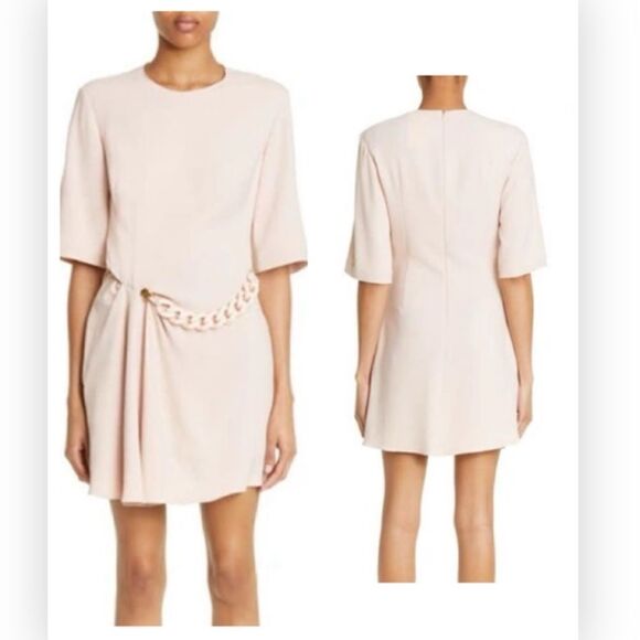 Stella McCartney Falabella Chain Gathered Mini Dress in Pink Size 4 NWT $1819 - Picture 1 of 8